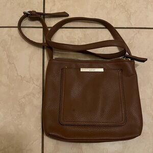 Nine West Elegant Brown Leather Crossbody Bag